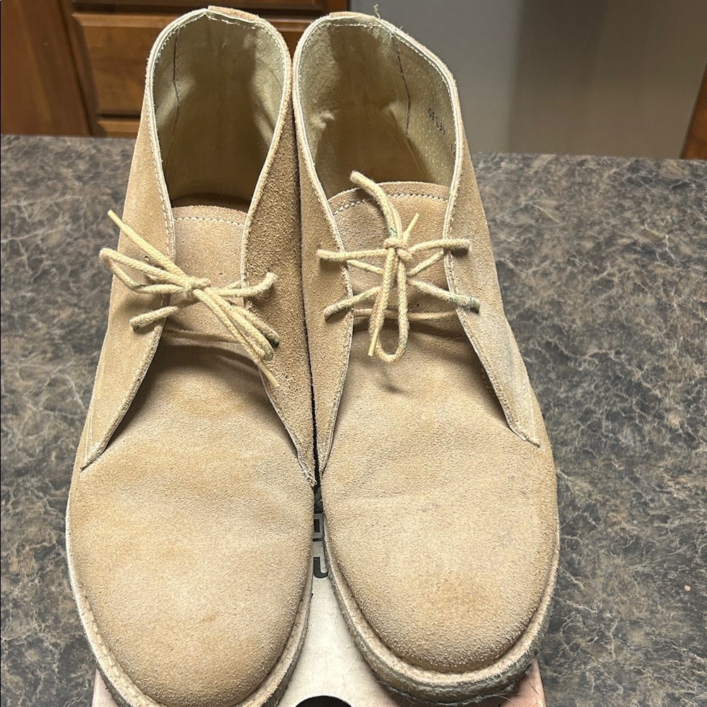 LL Bean men’s suede tan ankle boots, size 12M.